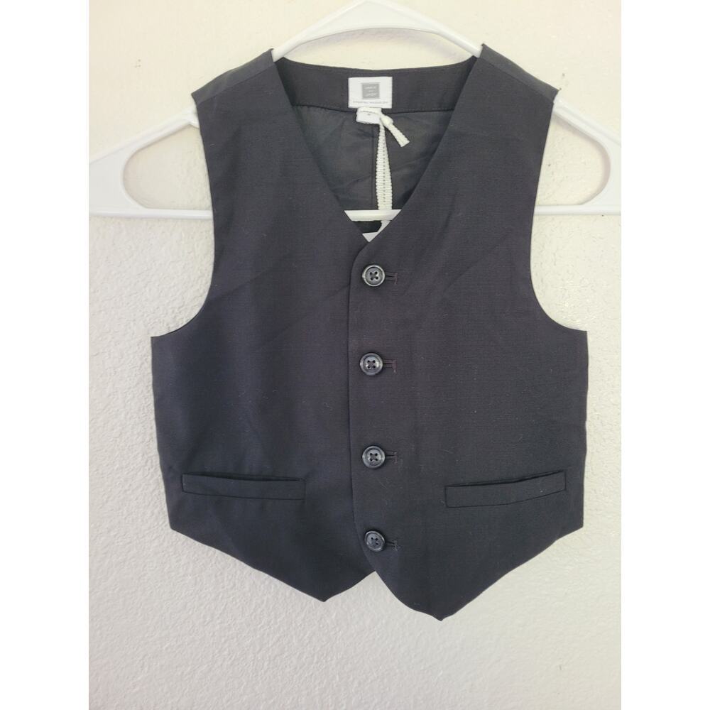 Janie and Jack Boys Black Satin Button Up Vest size 4 Formal Holiday Weddings #8